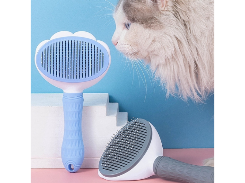 Plastic Pet Grooming Brush, Cleaning Stainless Steel Needle Comb