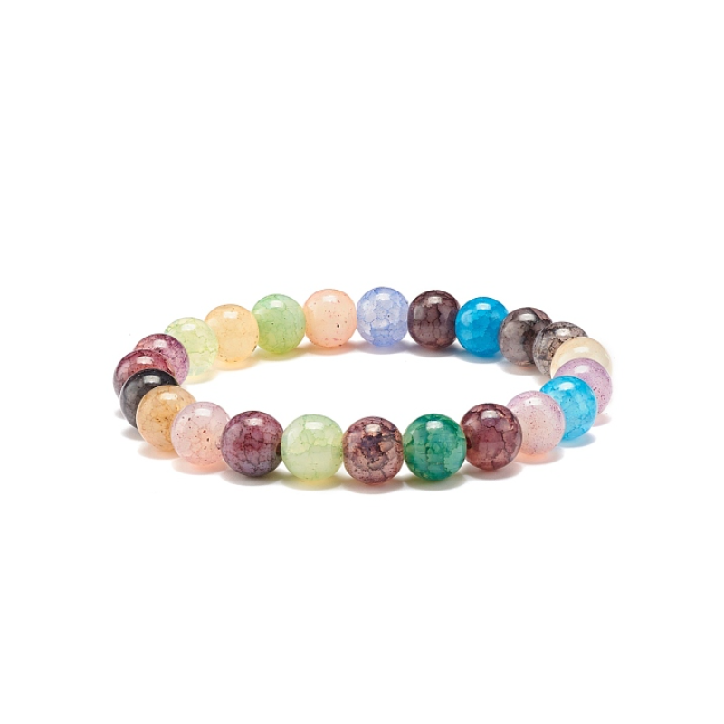 Imitation Gemstone Glass Round Beads Stretch Bracelet for Women