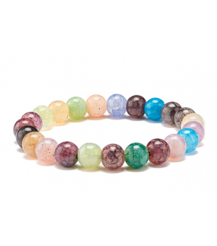 Imitation Gemstone Glass Round Beads Stretch Bracelet for Women