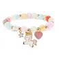 Candy Color Round Beaded Stretch Bracelet with Heart Unicorn Charm for Women, Colorful