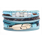 PU Leather Multi-strand Bracelets, with Wax Polyester Cords, Alloy Magnetic Clasp and Rhinestone