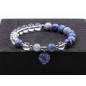 Round Natural Sodalite & Quartz Crystal Beaded Stretch Bracelets, Heart Charm Bracelets