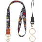 Adjustable Mobile Phone Lanyard, Cute Polyester Shoulder Neck Strap, Wrist Strap, 2 Key Rings and Detachable Mobile Phone Strap