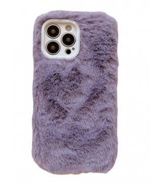 Warm Plush Mobile Phone Case for Women Girls, Plastic Winter Camera Protective Covers for iPhone 14 Pro, Medium Purple