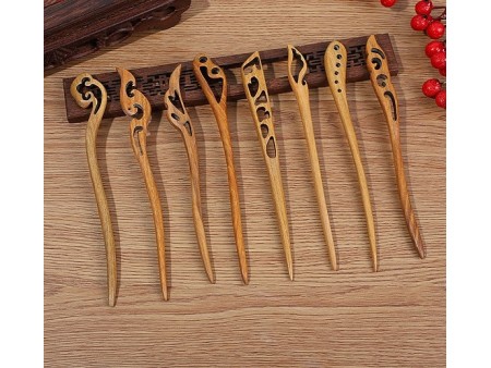 Vintage Wooden Hairpin for Traditional Chinese Hairstyles and Dresses