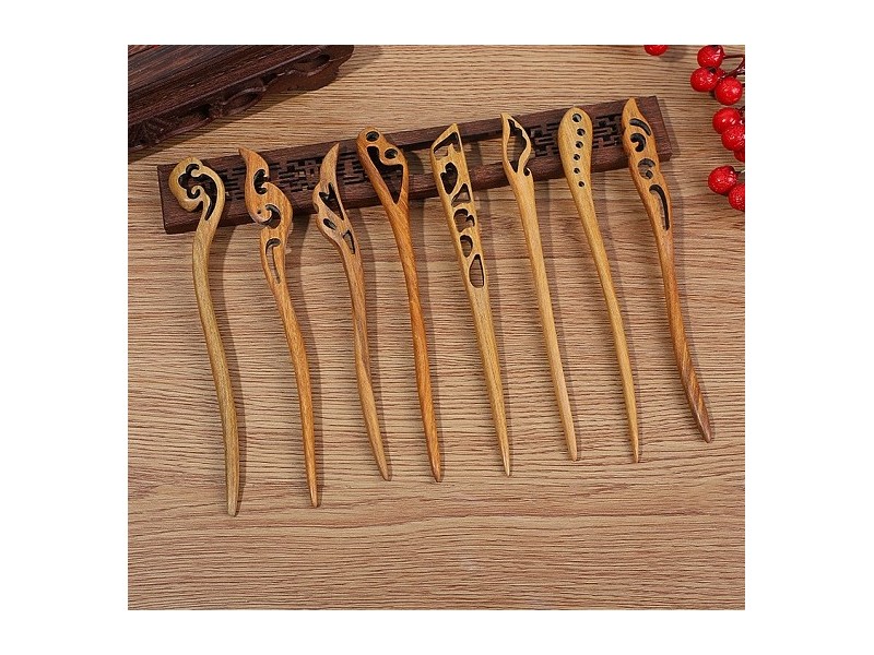 Vintage Wooden Hairpin for Traditional Chinese Hairstyles and Dresses