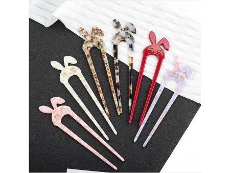 Cellulose Acetate Rabbit Hair Forks, Hairpin Hair Accessory