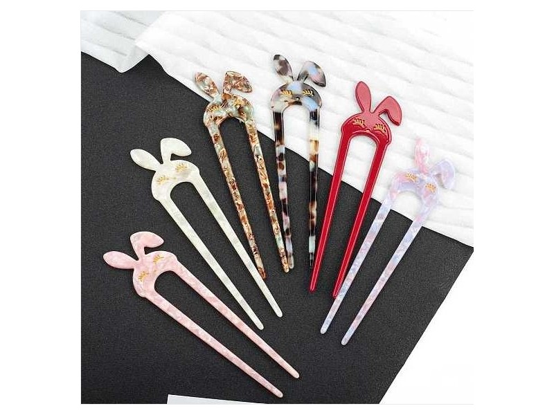 Cellulose Acetate Rabbit Hair Forks, Hairpin Hair Accessory