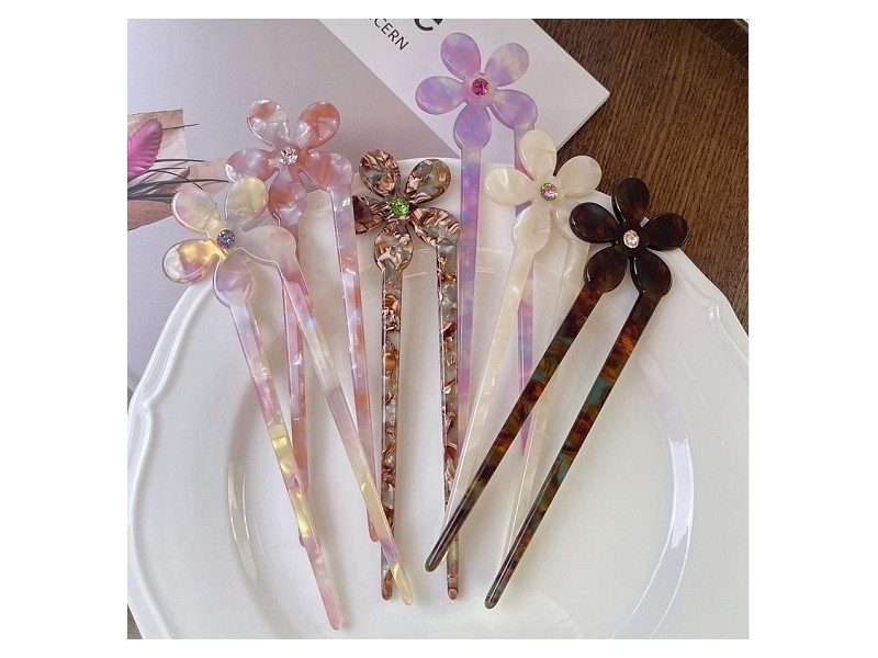 Cellulose Acetate Hair Forks, Hairpin Hair Accessory, Flower