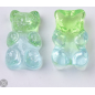 Transparent Resin Cabochons, with Glitter Powder, Two Tone, Bear, Light Green