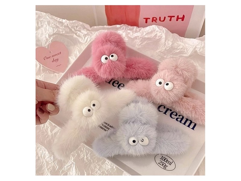 Cute Plush Claw Hair Clips, for Women Half Bun Hairpins for Thick Hair