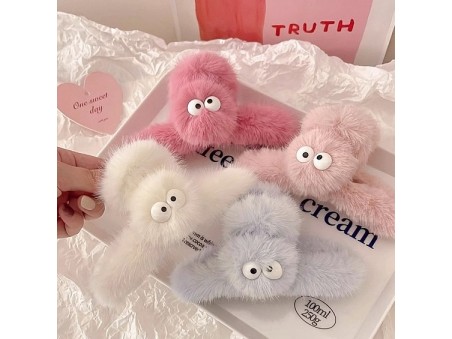 Cute Plush Claw Hair Clips, for Women Half Bun Hairpins for Thick Hair