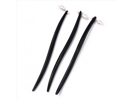 Natural Pearl Hair Sticks, Schima Wood Hairpin for Girl Hanfu Hair Accessories Decoration, Dyed