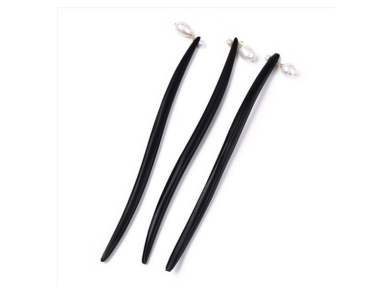 Natural Pearl Hair Sticks, Schima Wood Hairpin for Girl Hanfu Hair Accessories Decoration, Dyed