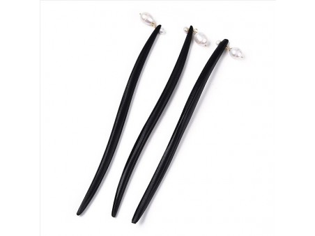 Natural Pearl Hair Sticks, Schima Wood Hairpin for Girl Hanfu Hair Accessories Decoration, Dyed