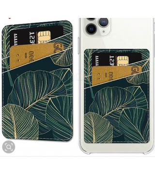 PU Leather Phone Card Holder, Card Cover, Rectangle, Leaf