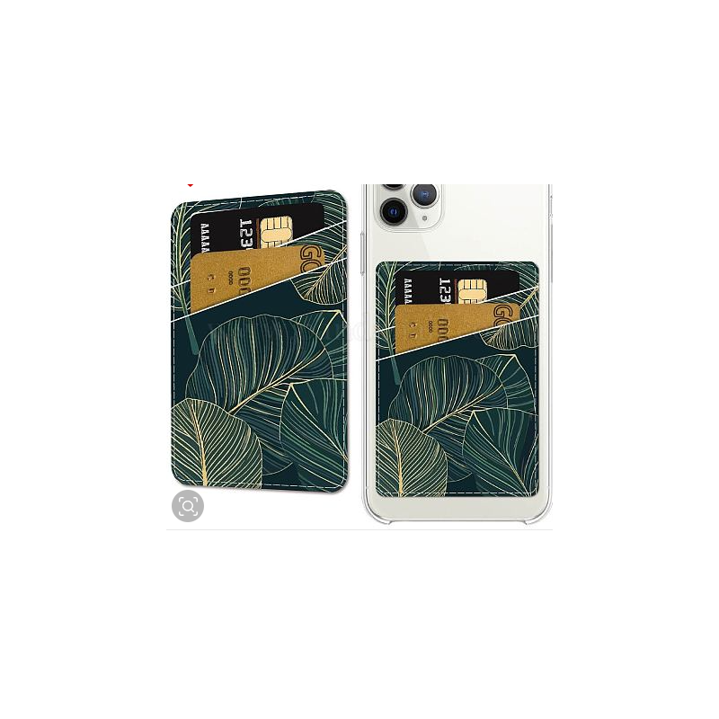 PU Leather Phone Card Holder, Card Cover, Rectangle, Leaf