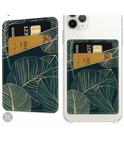 PU Leather Phone Card Holder, Card Cover, Rectangle, Leaf