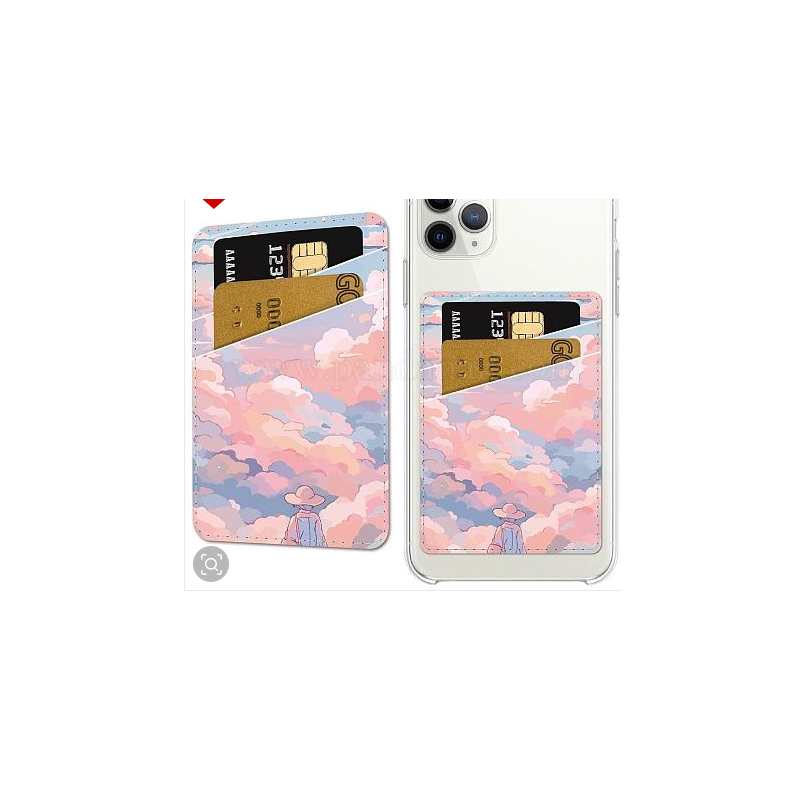 PU Leather Phone Card Holder, Card Cover, Rectangle, Cloud