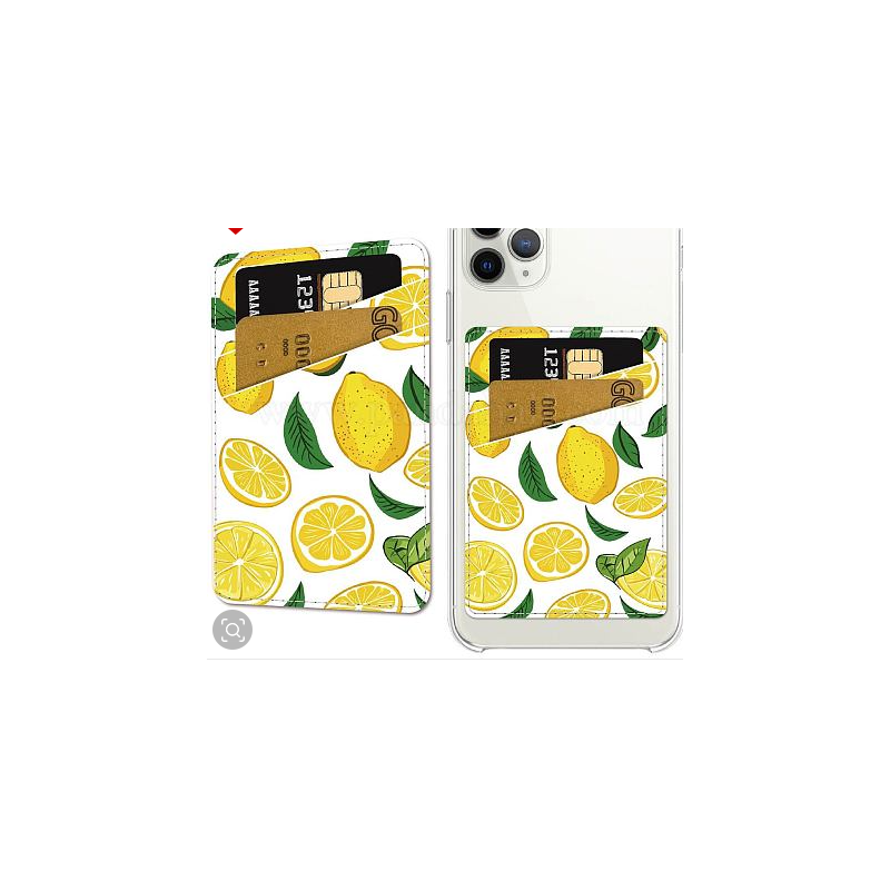 PU Leather Phone Card Holder, Card Cover, Rectangle, Lemon