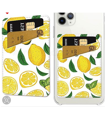 PU Leather Phone Card Holder, Card Cover, Rectangle, Lemon