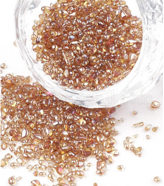 Plated Glass Seed Beads, For Nail Art Decoration Accessories, No Hole/Undrilled, Chip, Sandy Brown