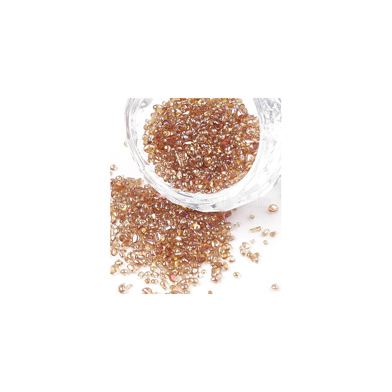 Plated Glass Seed Beads, For Nail Art Decoration Accessories, No Hole/Undrilled, Chip, Sandy Brown