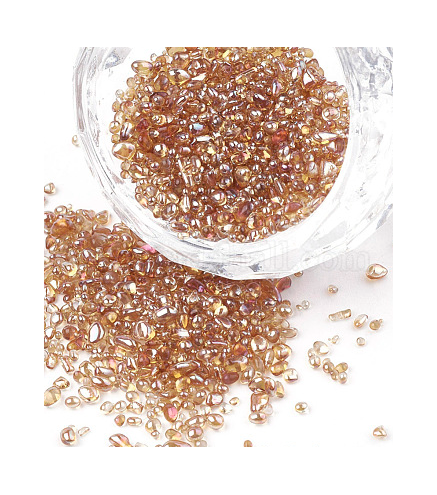 Plated Glass Seed Beads, For Nail Art Decoration Accessories, No Hole/Undrilled, Chip, Sandy Brown