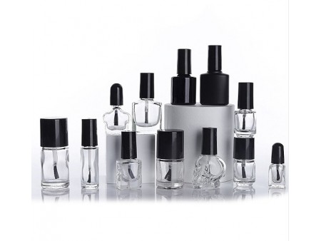 Transparent Glass Nail Polish Empty Bottle, with Brush