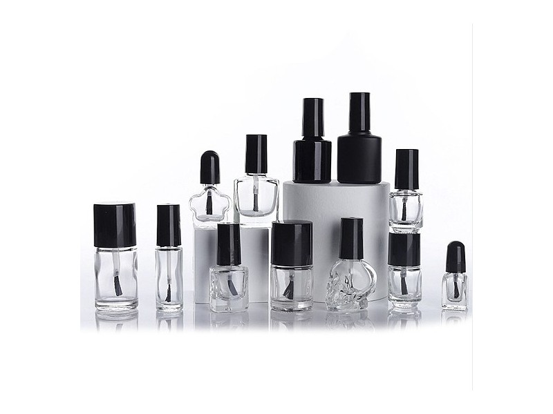 Transparent Glass Nail Polish Empty Bottle, with Brush