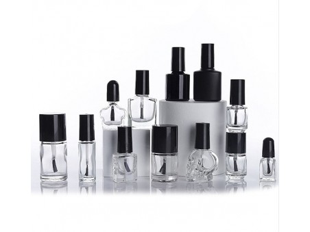 Transparent Glass Nail Polish Empty Bottle, with Brush