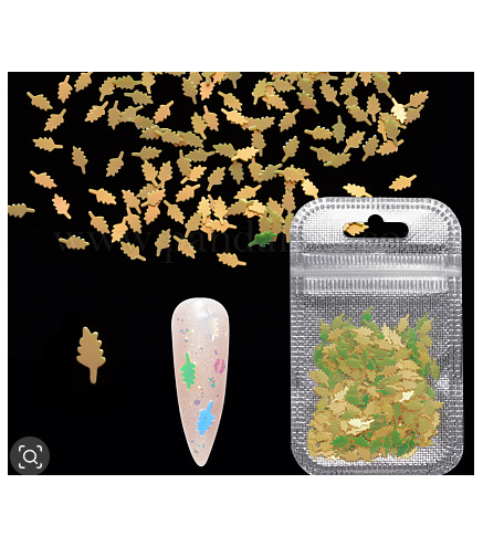 Shining Nail Art Glitter, Manicure Sequins, DIY Sparkly Paillette Tips Nail, Leaf, Gold