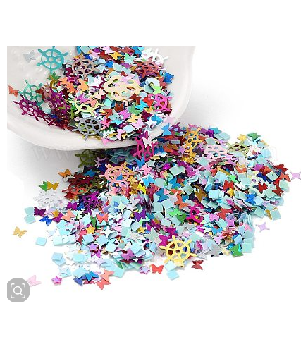 Nail Art Glitter, Manicure Sequins, DIY Paillette Tips Nail, Mixed Shapes, Mixed Color