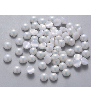 Plastic Imitation Pearl Cabochons, Nail Art Decoration Accessories, Rainbow Plated, Half Round, White