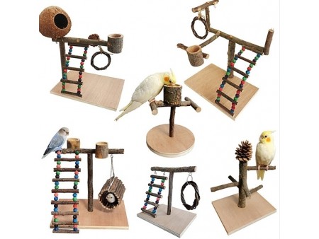 Wood Bird Playground, Large Parrot Playstand, Bird Perch Stand, Bird Gym