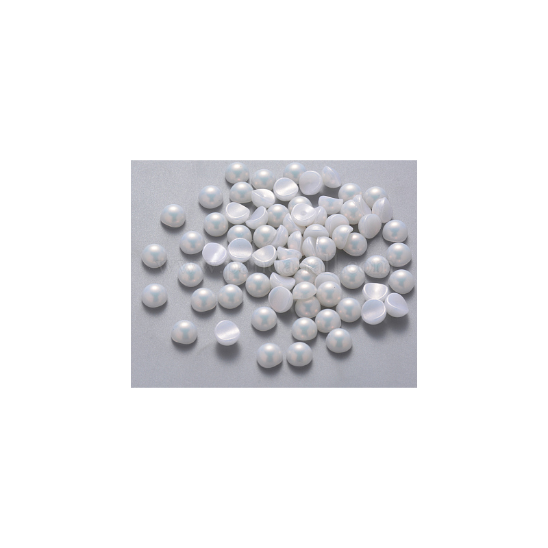 Plastic Imitation Pearl Cabochons, Nail Art Decoration Accessories, Rainbow Plated, Half Round, White