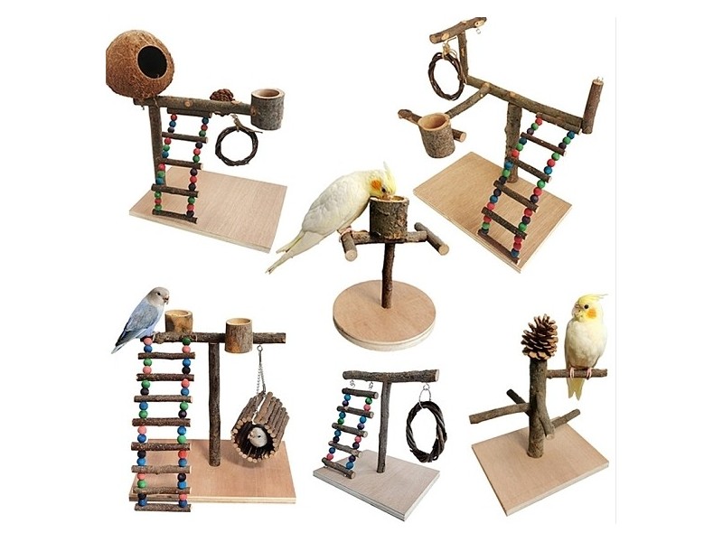 Wood Bird Playground, Large Parrot Playstand, Bird Perch Stand, Bird Gym