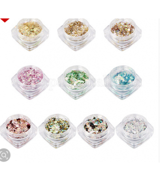 10 Boxes 10 Colors PET Shiny Nail Art Glitter, Manicure Sequins, DIY Nail Art Decoration, Mixed Shapes