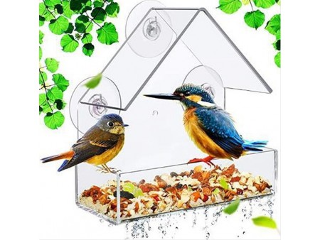 Transparent Plastic Bird Hanging Feeder, Outdoor Bird Feeder, Garden Decoration Container, House