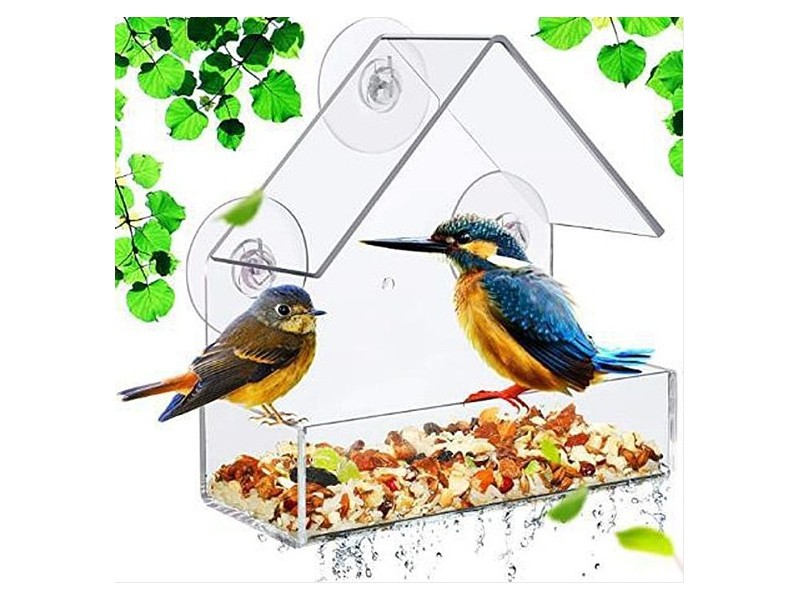 Transparent Plastic Bird Hanging Feeder, Outdoor Bird Feeder, Garden Decoration Container, House