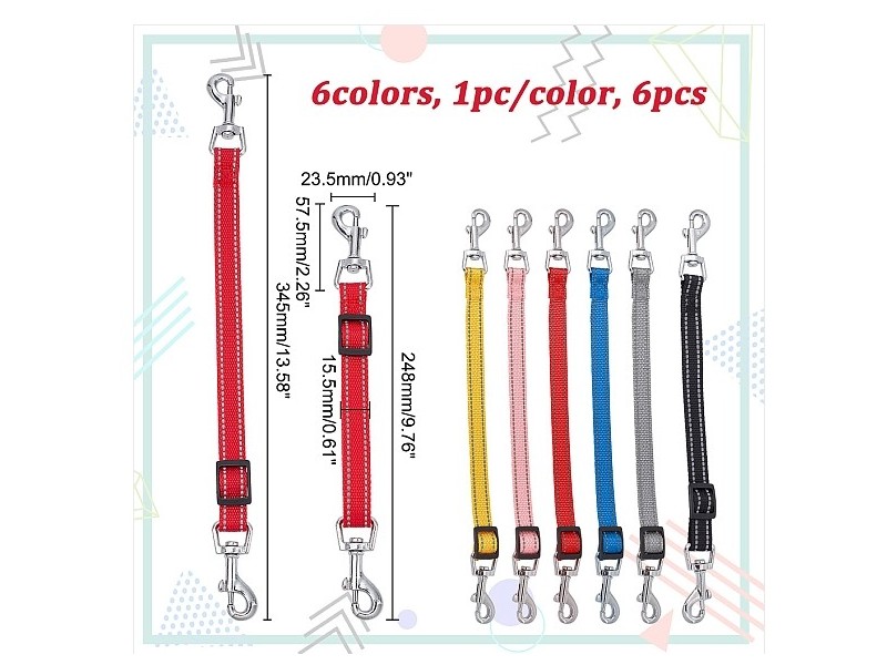 CHGCRAFT 6Pcs 6 Colors Adjustable PP Pet Dog Extended Leash