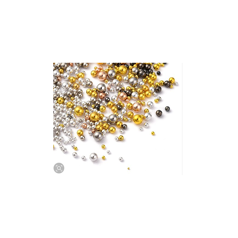 5 Bags Stainless Steel Micro Beads, Tiny Caviar Nail Beads, Nail Art Decoration Accessories, Round