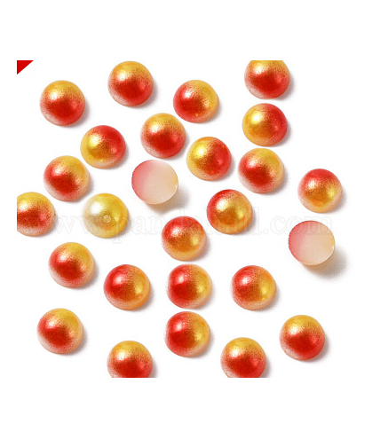 Plastic Imitation Pearl Cabochons, Nail Art Decoration Accessories, Half Round, Red, 6x3mm, 120pcs/bag