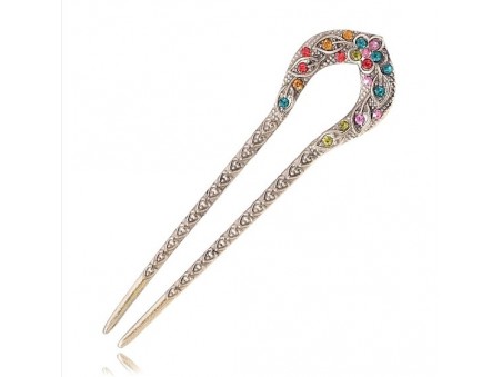 Alloy Rhinestone Vintage Hair Forks, Hair Accessories for Woman Girls, U Shaped