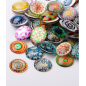 Mosaic Printed Glass Half Round/Dome Cabochons, Mixed Color