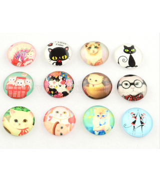 Glass Flatback Cabochons for DIY Projects, Cute Animal Pattern 10