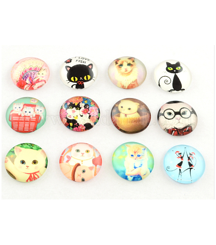 Glass Flatback Cabochons for DIY Projects, Cute Animal Pattern 10