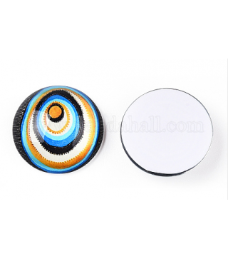 Glass Cabochons, Half Round with Eye, Colorful