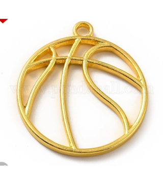 Back Bezel Pendants, for DIY UV Resin, Epoxy Resin, Pressed Flower Jewelry, Basketball, Golden