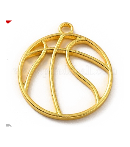 Back Bezel Pendants, for DIY UV Resin, Epoxy Resin, Pressed Flower Jewelry, Basketball, Golden